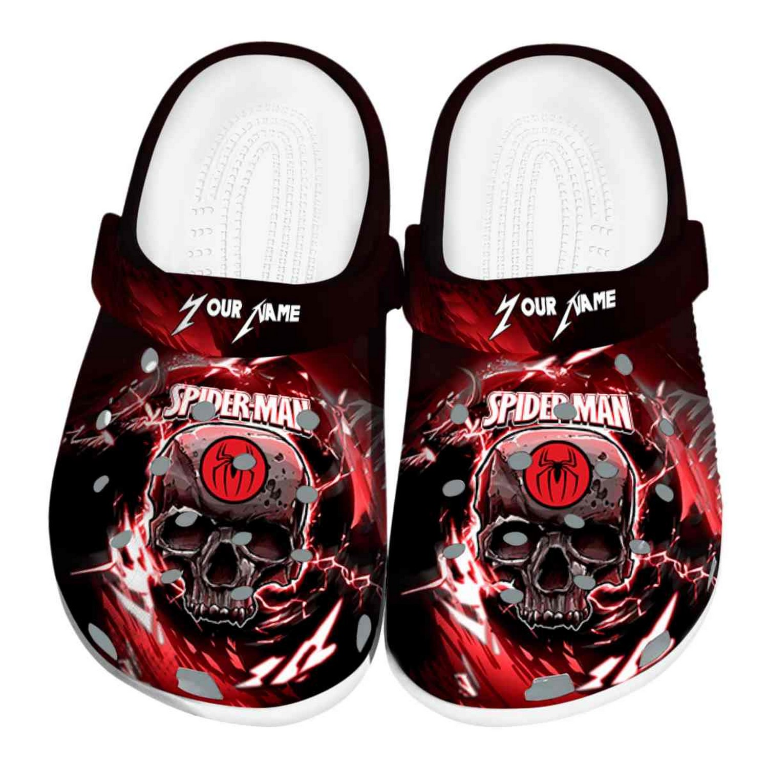 custom name spiderman gothic skull clogs for kids and adults oa0ic