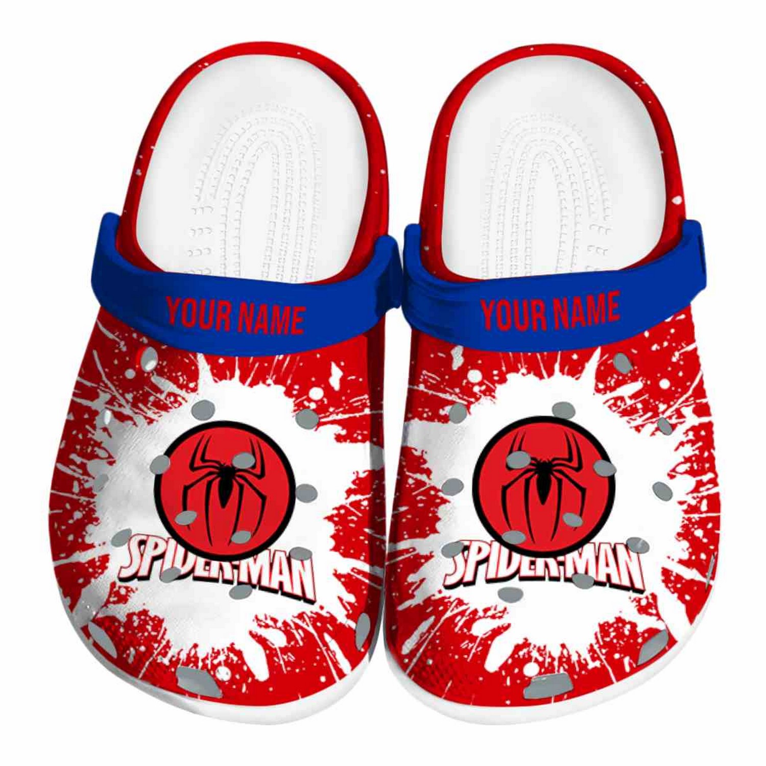 custom name spiderman splash art clogs for kids 26 adults figx3