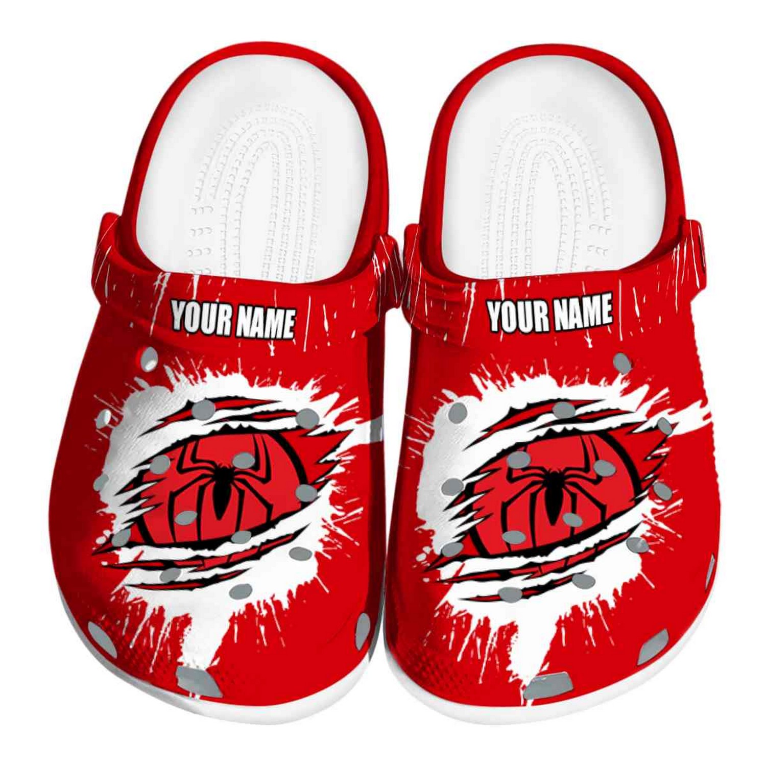 custom name spiderman splash motif background clogs for kids and adults bjerv
