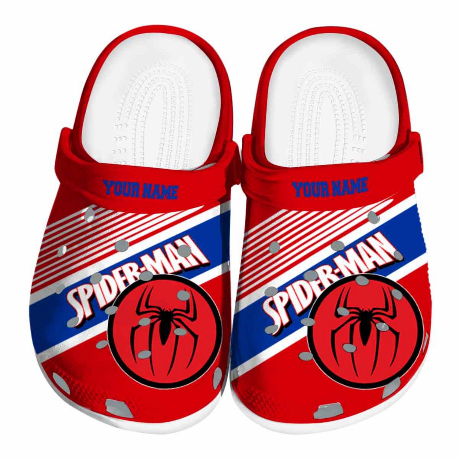 custom name spiderman vibrant dual tone clogs for kids and adults 8plqh