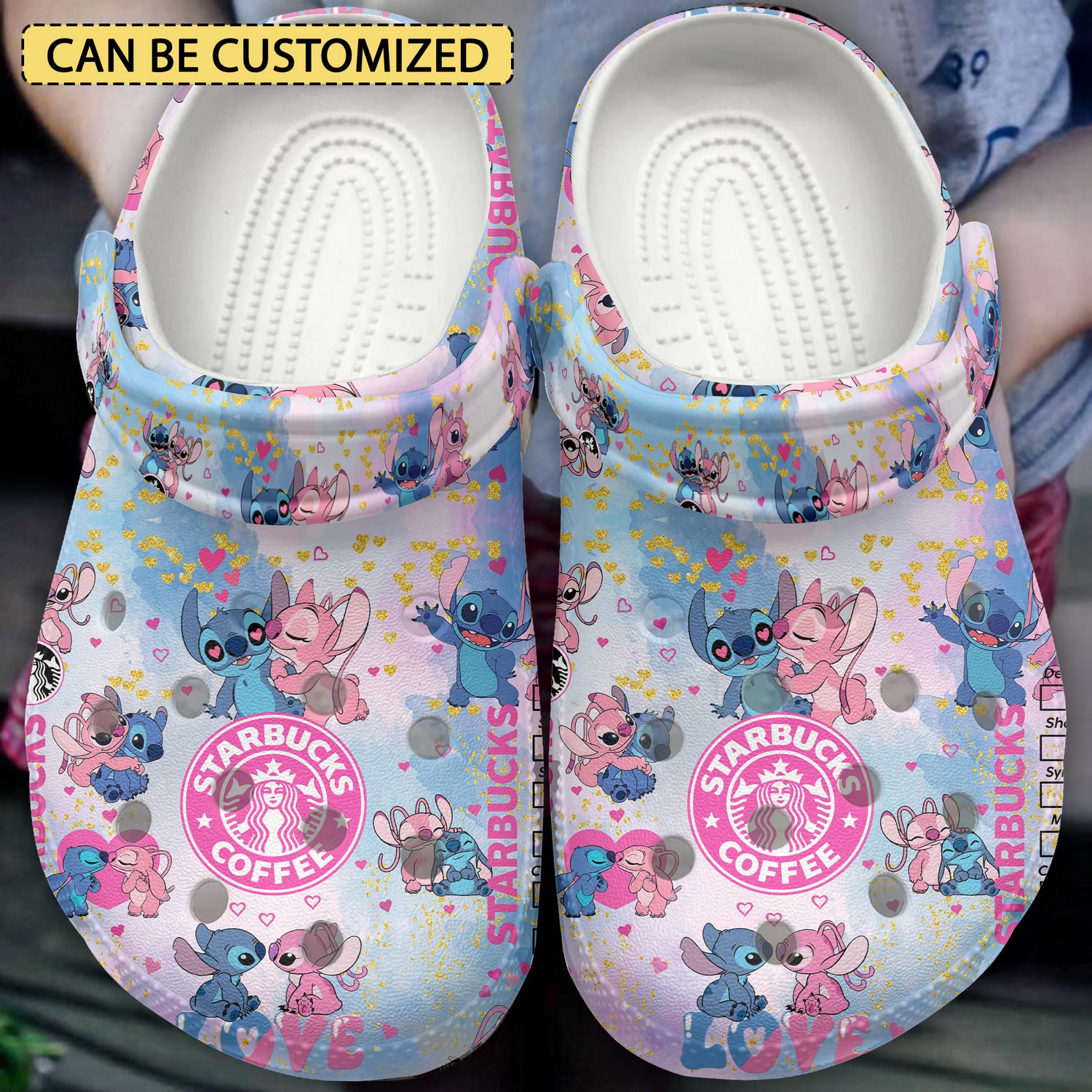 custom name stitch and angel starbuck coffee coloful flower beautiful clogs for kids and adults fast shipping m2idb