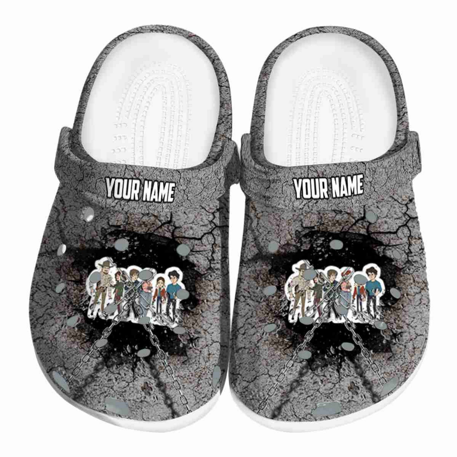 custom name stranger things cracked ground texture clogs for kids 26 adults jidqe