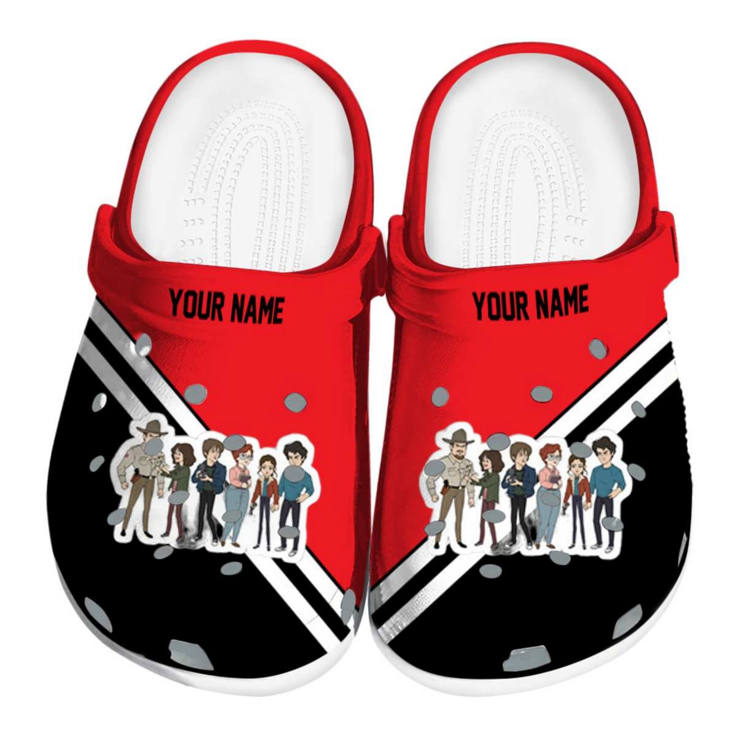 custom name stranger things striped accents clogs for kids 26 adults 7orjz