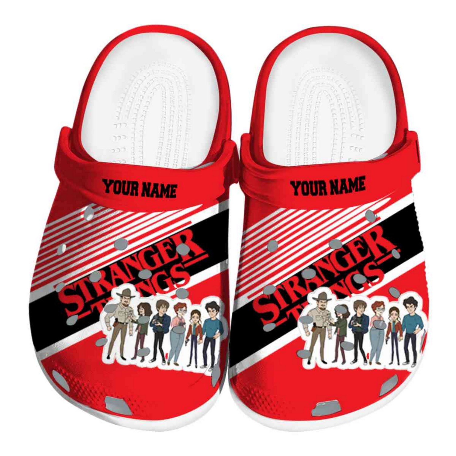 custom name stranger things vibrant dual tone clogs for kids 26 adults fp7ut