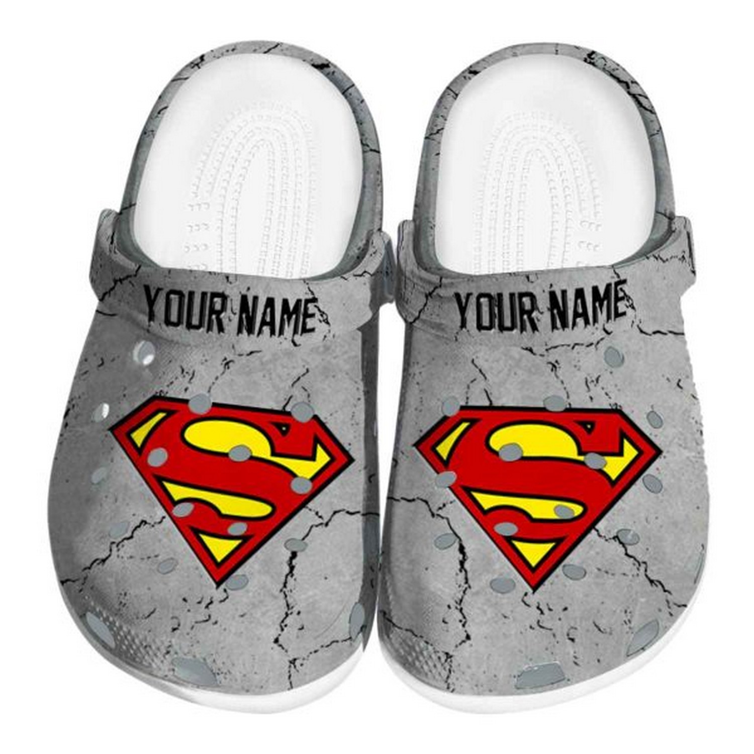 custom name superman cracked texture clogs for kids 26 adults b2frv