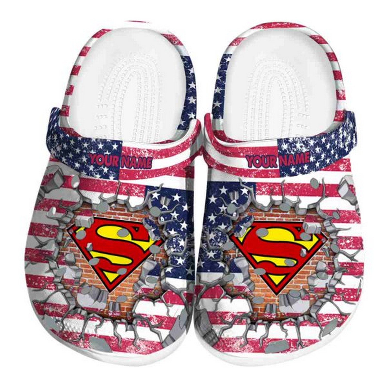 custom name superman freedom splinter clogs for kids and adults 7rn15