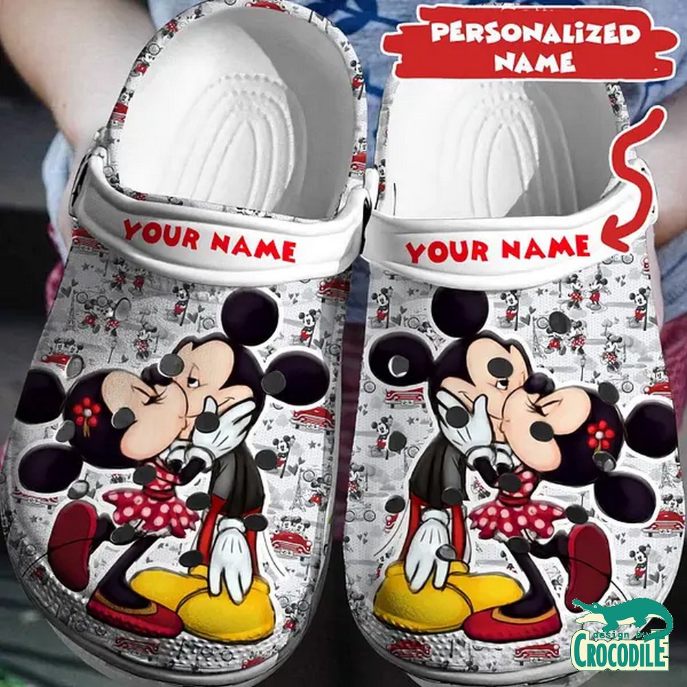 custom name surprise kiss mickey and minnie mouse clogs for kids 26 adults 7ixcm