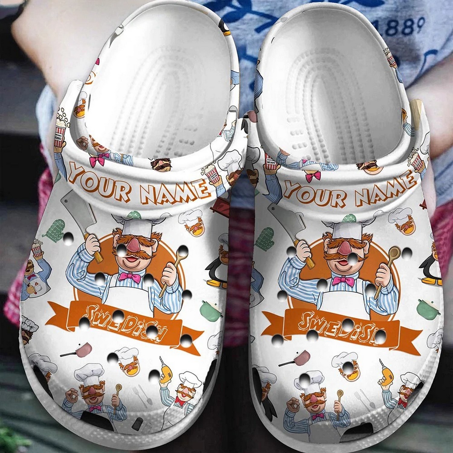 custom name swedish chef muppet clogs for kids 26 adults 9p6sm