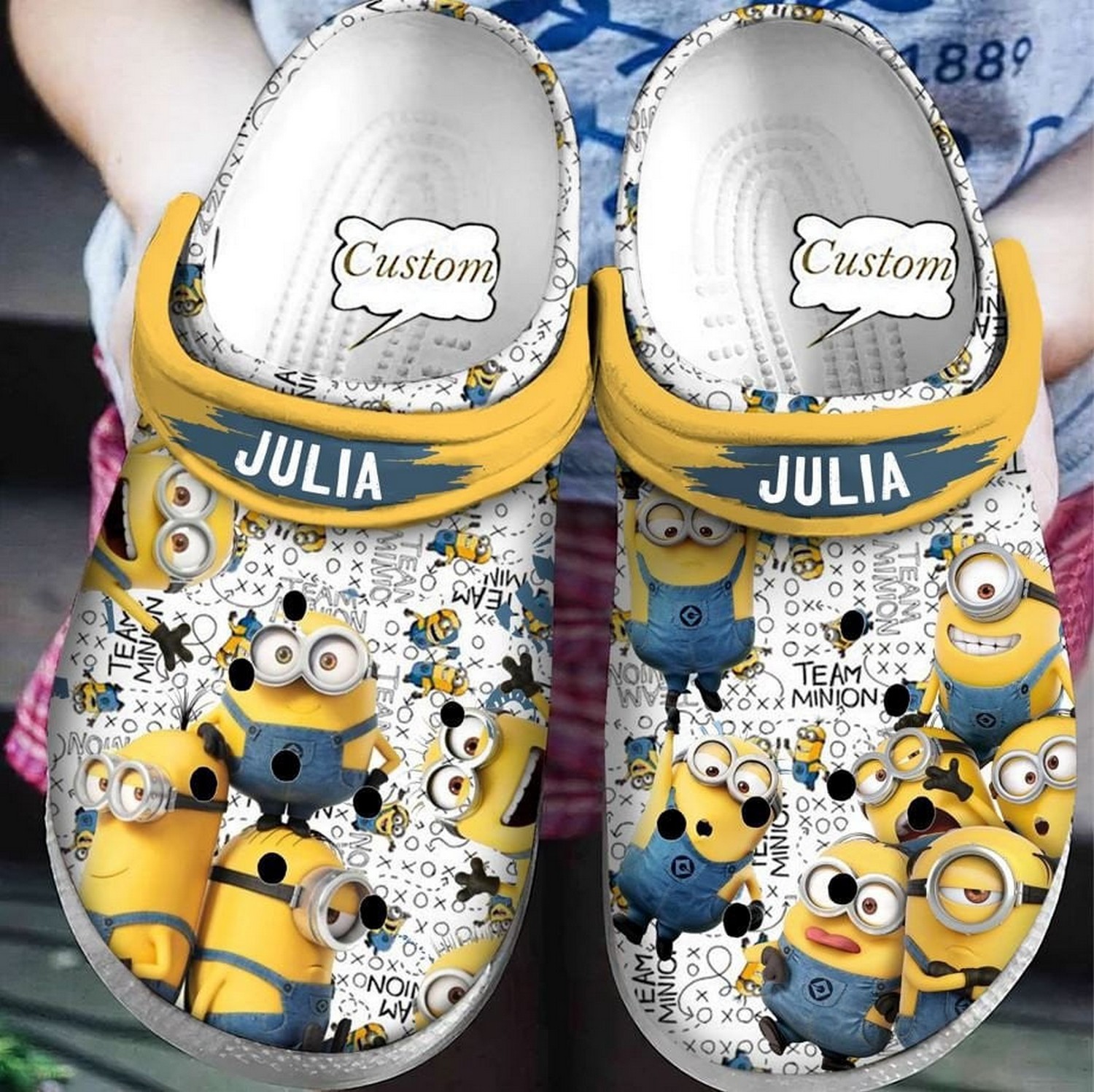 custom name team minions xoxo clogs for kids and adults 6oaaq