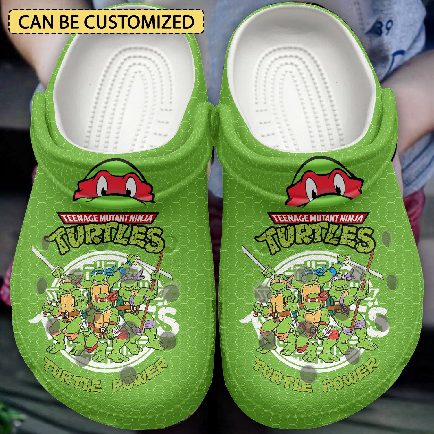 custom name teenage mutant ninja turtles cartoon turtle power green clogs for kids and adults zsalj
