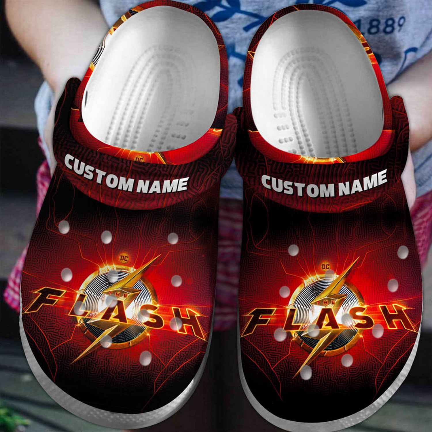 custom name the flash movie signal unique design clogs for kids and adults gr7kb