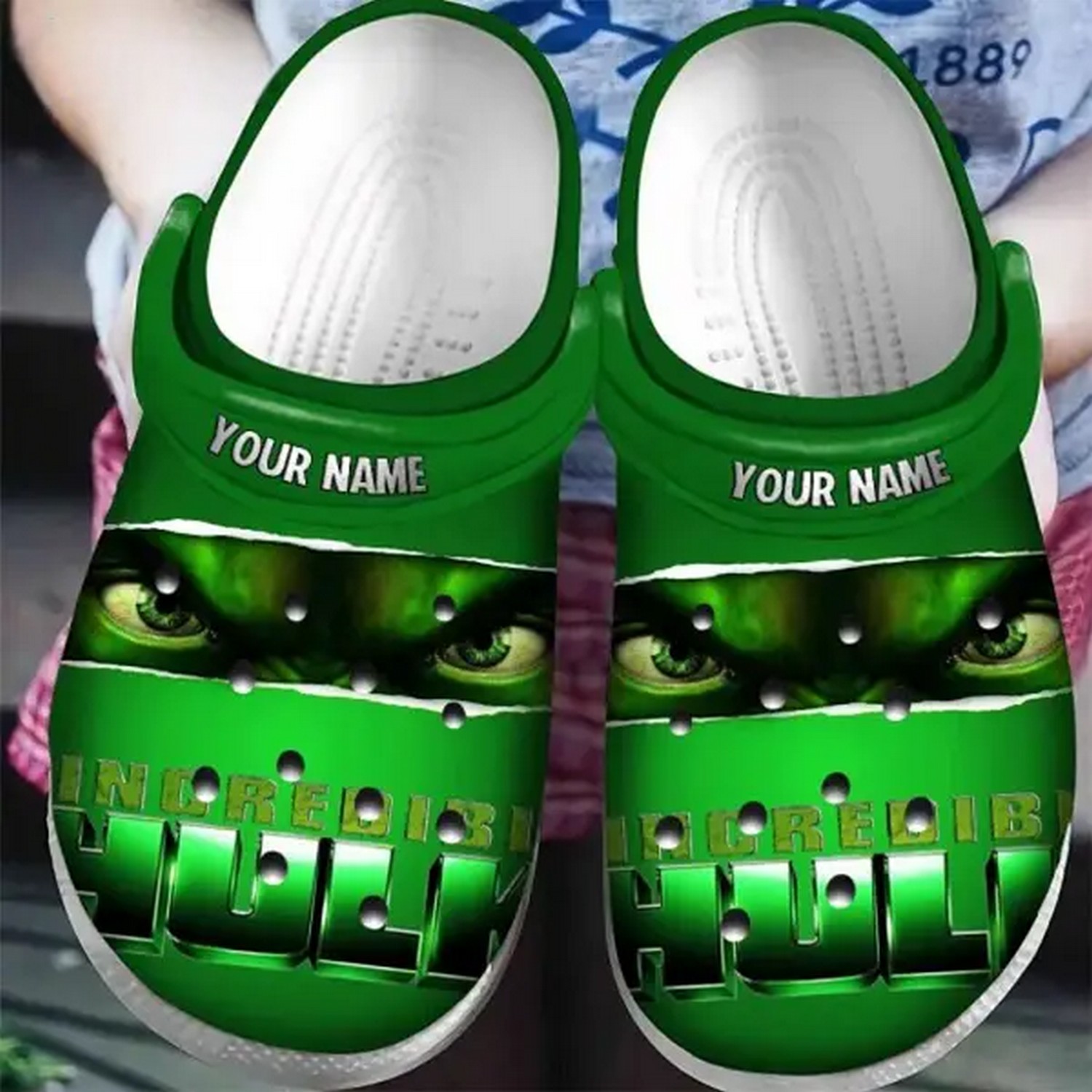 custom name the incredible green hulk clogs for kids and adults gbm7b