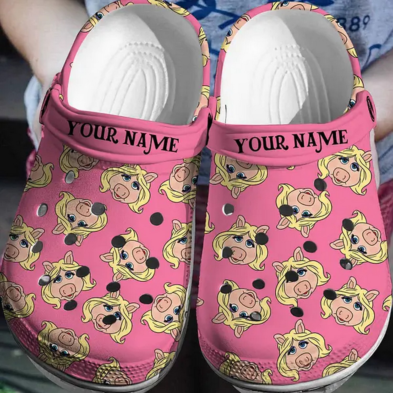 custom name the muppets miss piggy pattern pink clogs fast shipping service available jkvum
