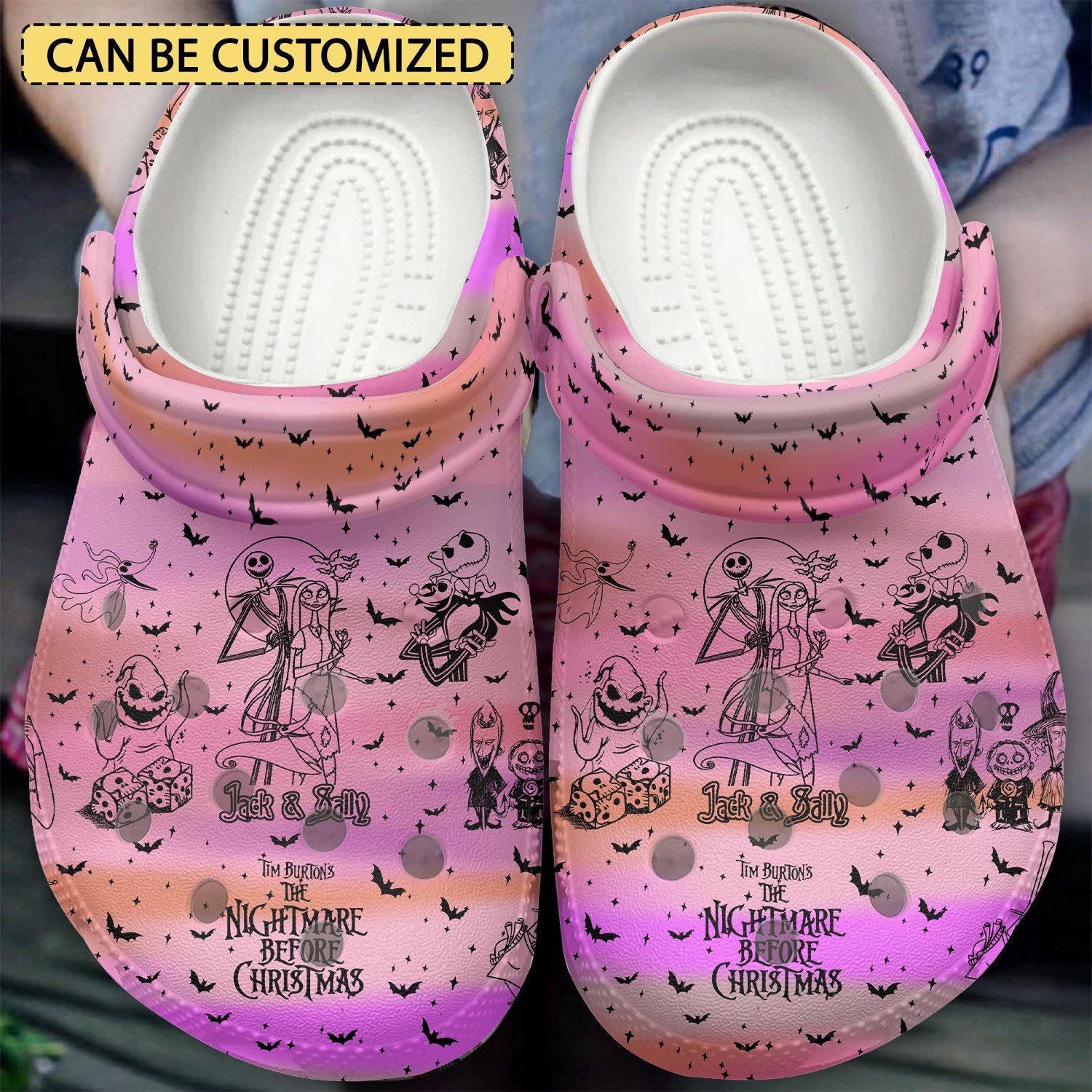 custom name the nightmare before christmas move puple pink gadient clogs for kids and adults b9rnx