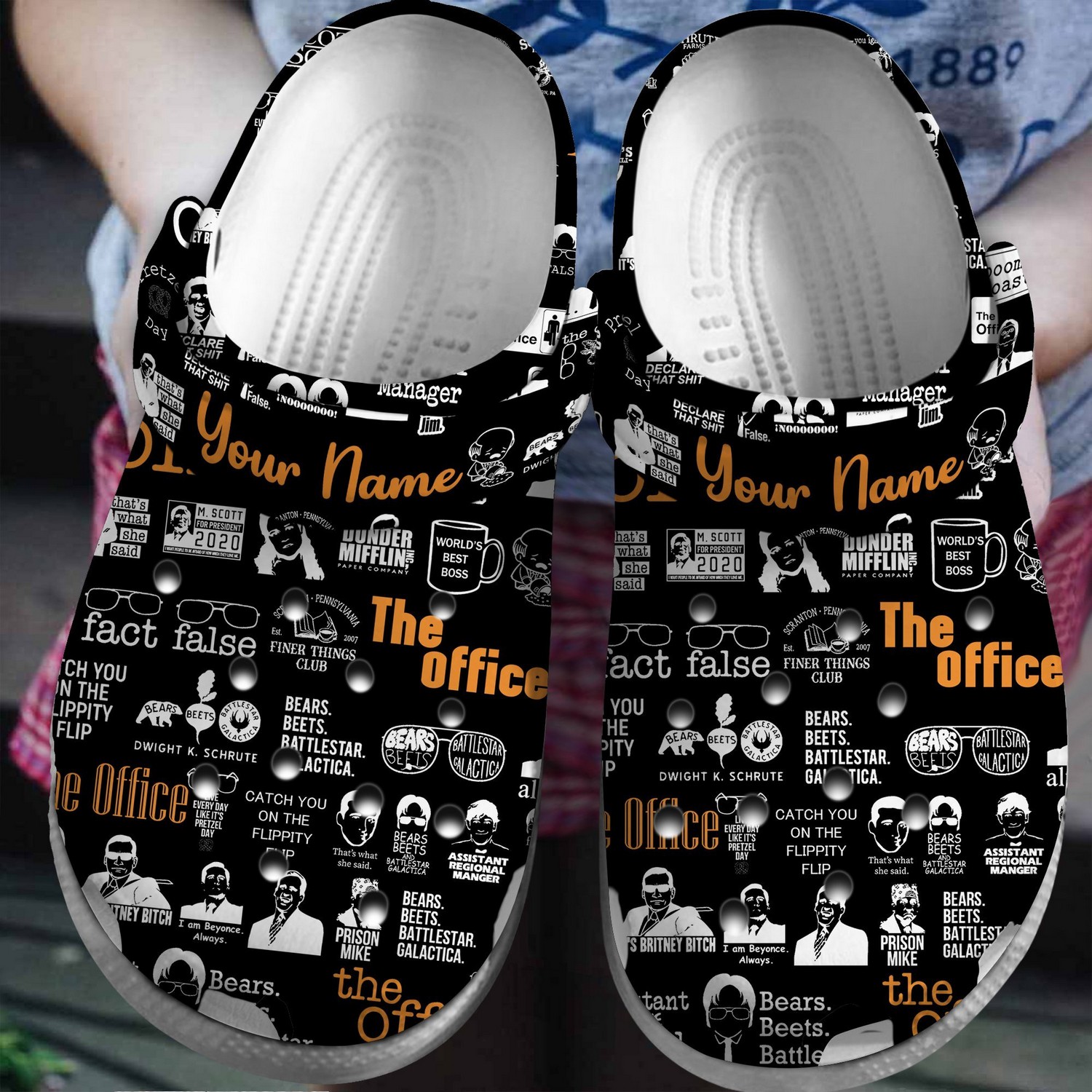 custom name the office tv series fact false black clogs for kids 26 adults wtwcr
