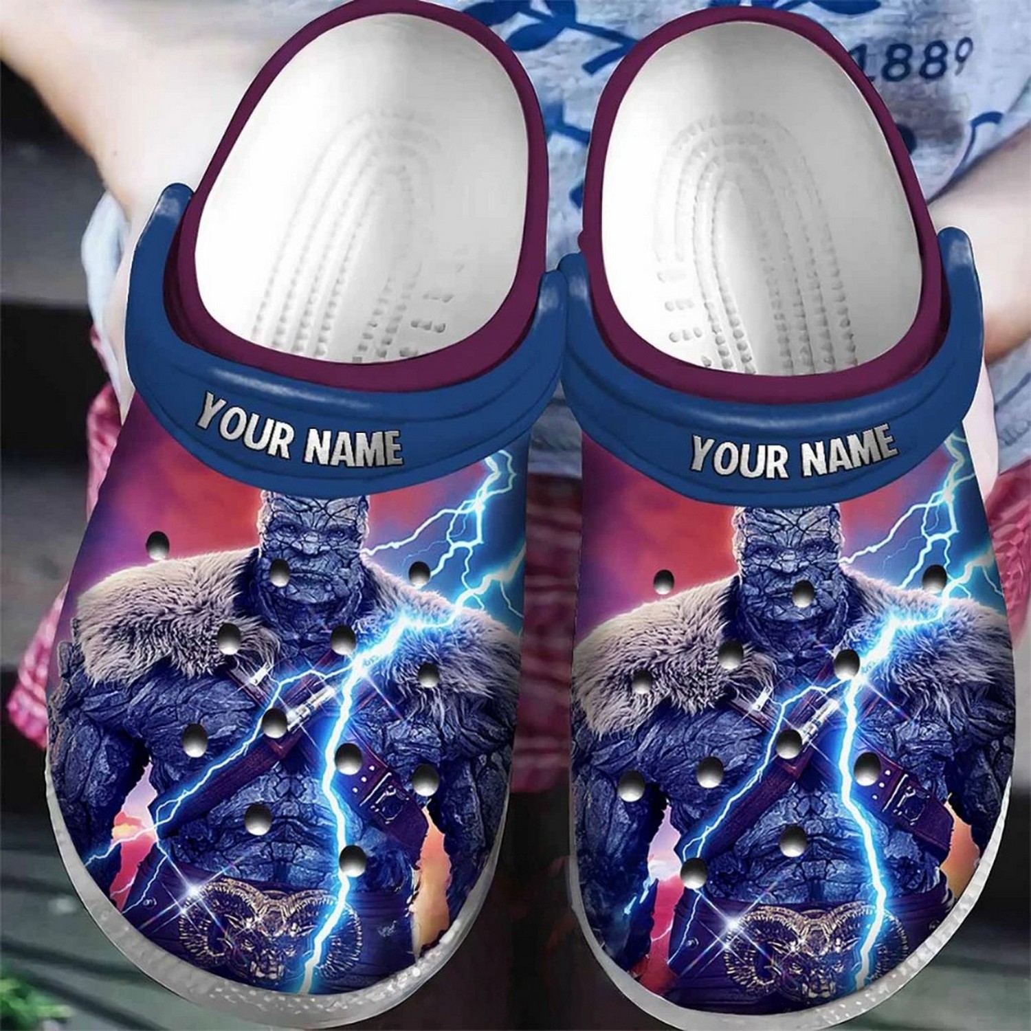 custom name thor love and thunder korg clogs for kids 26 adults s1zor
