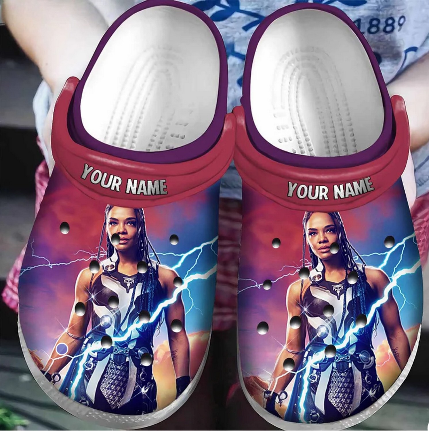 custom name thor love and thunder strong valkyrie clogs for kids 26 adults radim