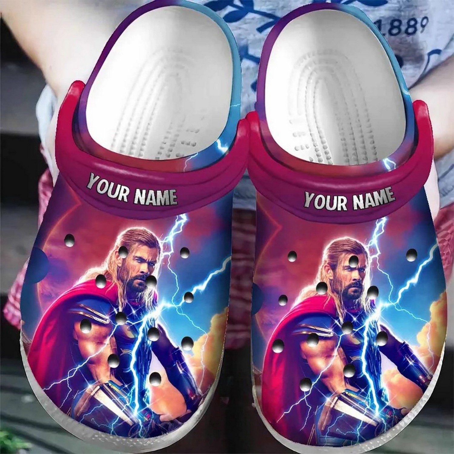 custom name thor storm tie dye clogs for kids 26 adults 7uwtq