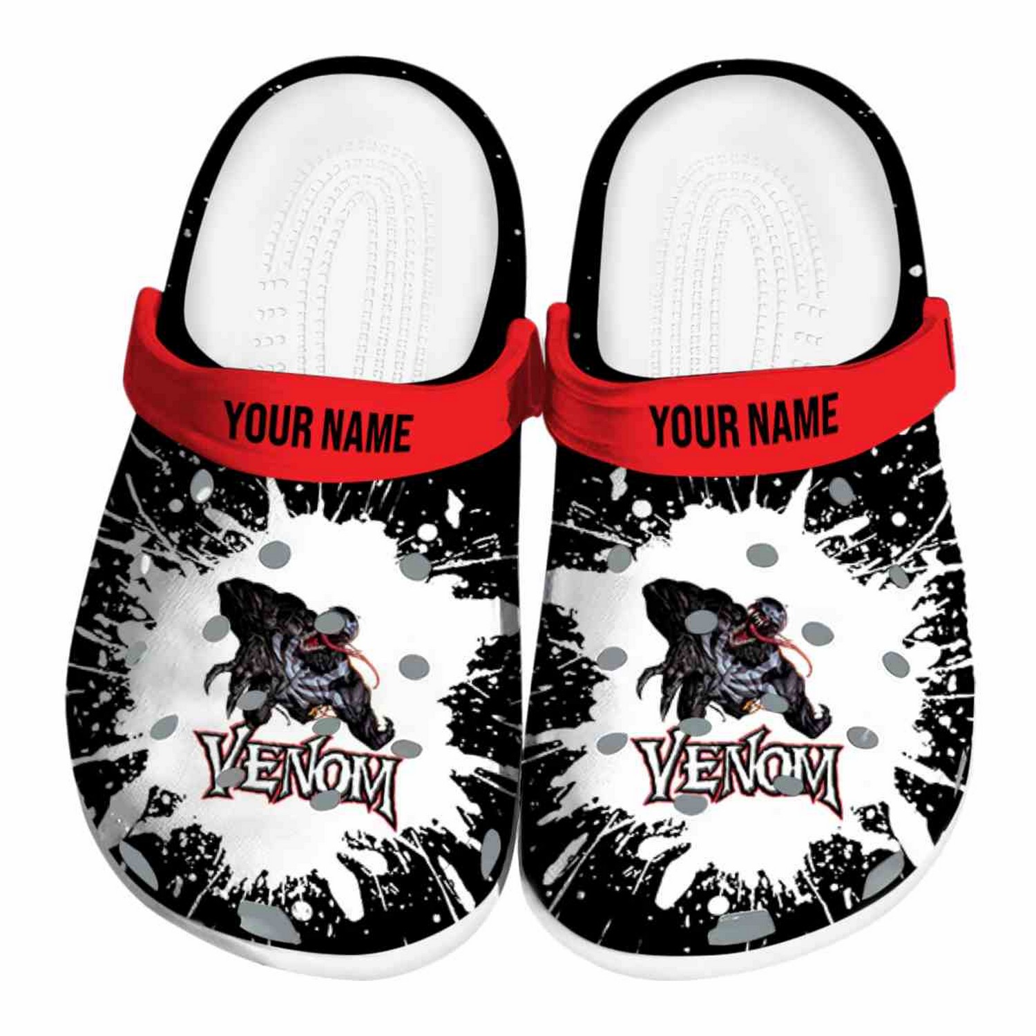 custom name venom splash art clogs for kids 26 adults wjtsb