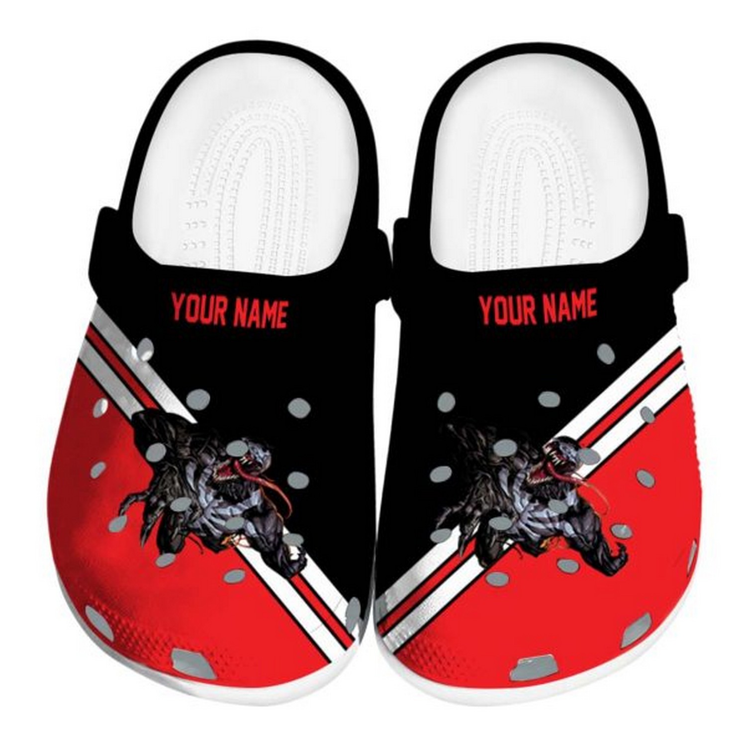 custom name venom striped accents clogs for kids and adults jhuin