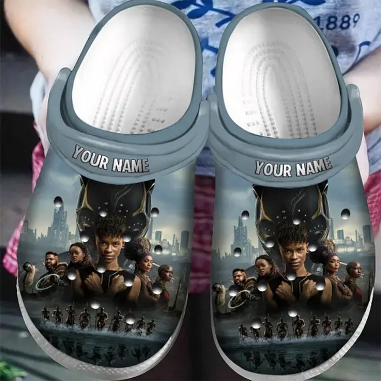 custom name wakanda forever black panther charactors clogs for kids and adults wt0eh