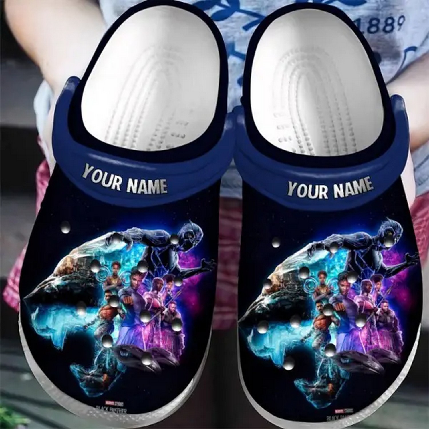 custom name wakanda forever black panther clogs for kids 26 adults x9f1l