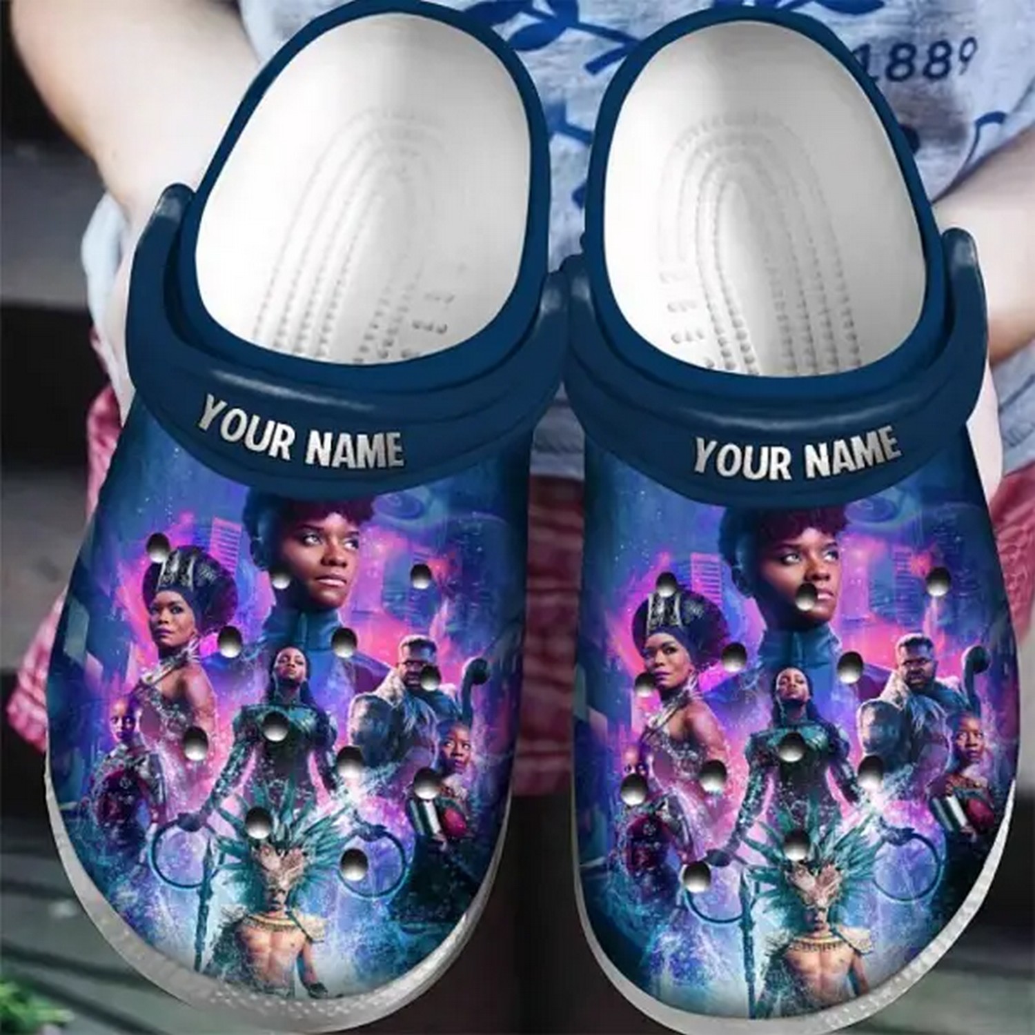 custom name wakanda forever black panther poster clogs for kids 26 adults kbc4p