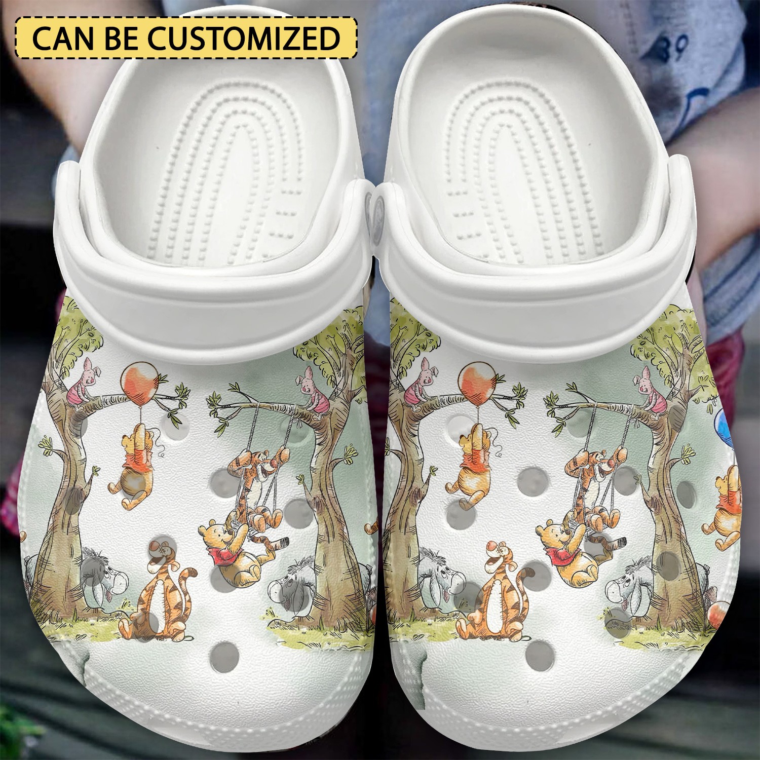 custom name winnie the pooh and tigger playingful cartoon clogs fast shipping available f3d9y