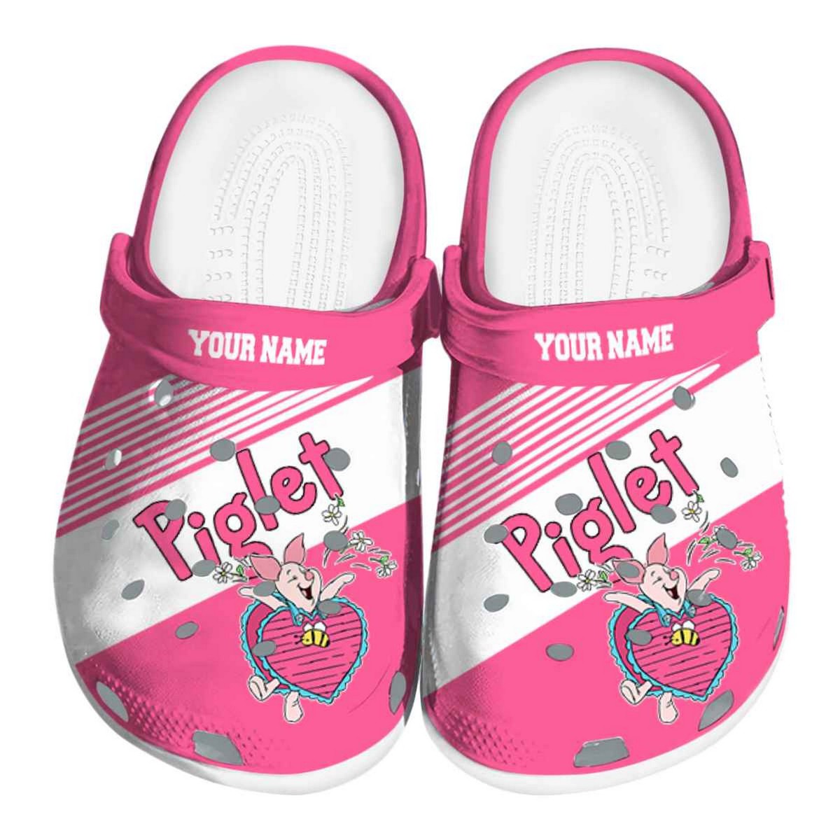 custom name winnie the pooh piglet vibrant dual tone clogs for kids and adults n6ddx