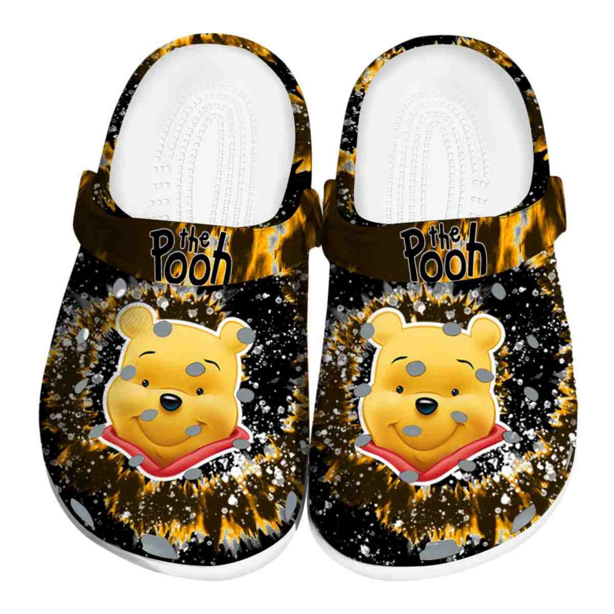 custom name winnie the pooh radiant burst effect clogs for kids and adults lnmow