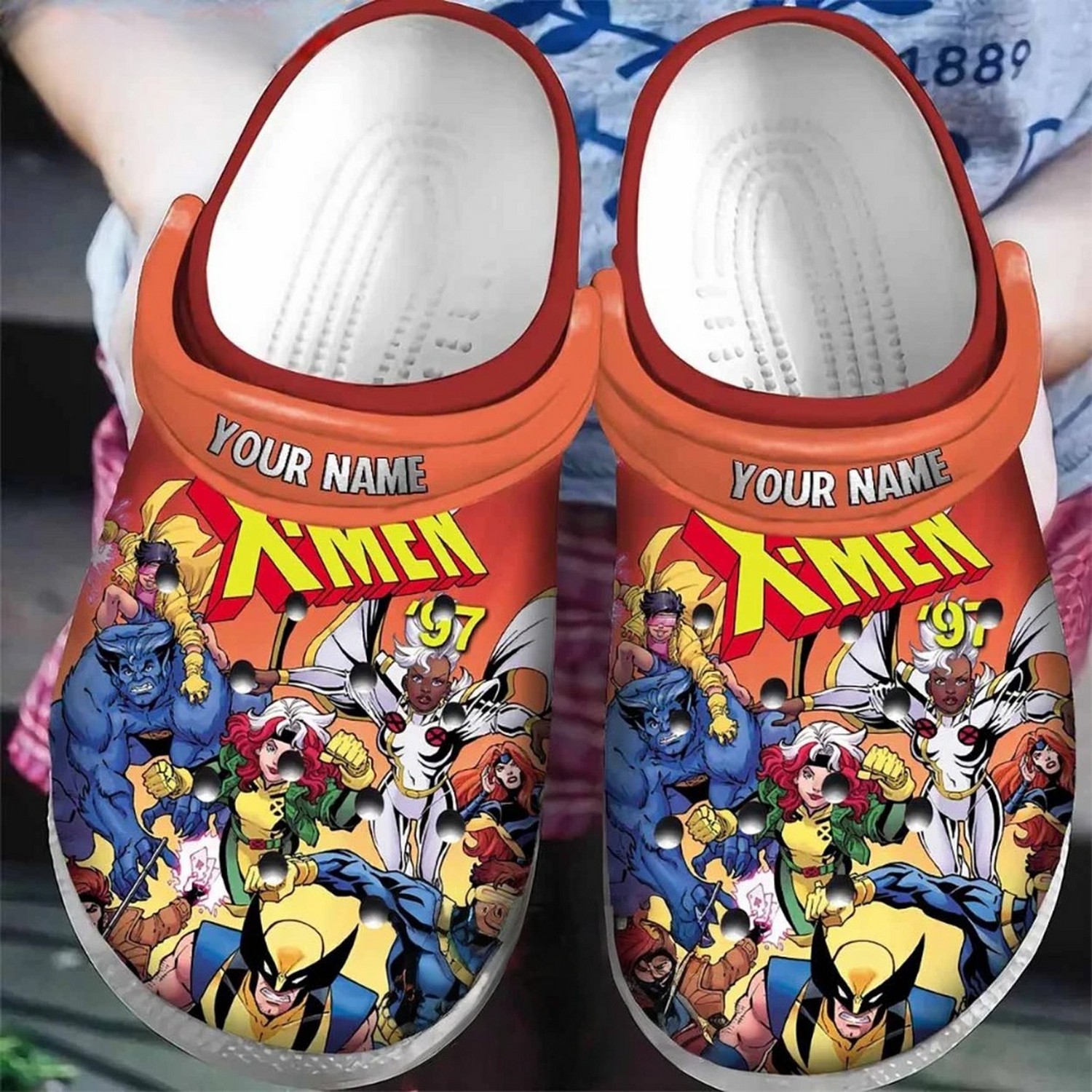 custom name x men characters 97 marvel comics clogs for kids and adults waufy
