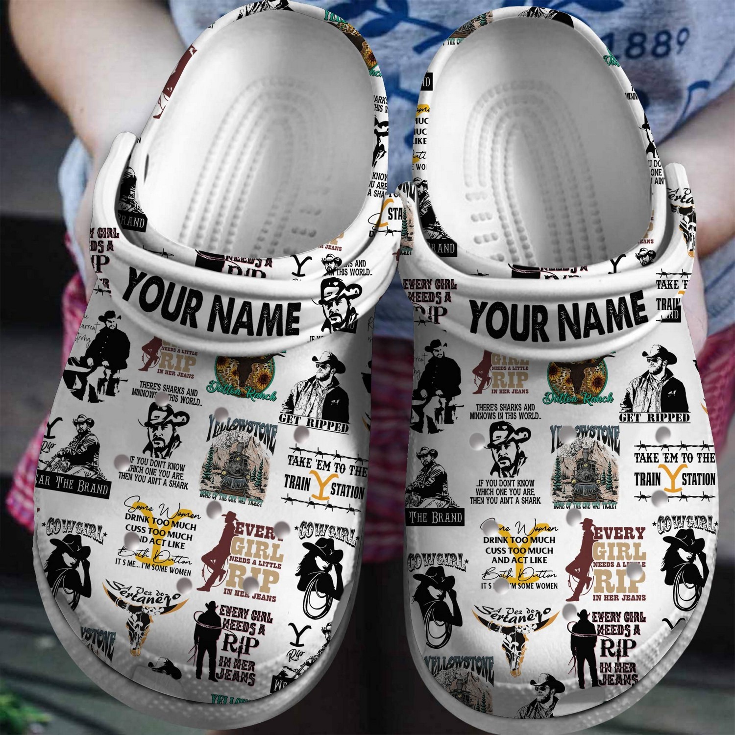 custom name yellowstone tv series cowgirl clogs for kids 26 adults haxdo