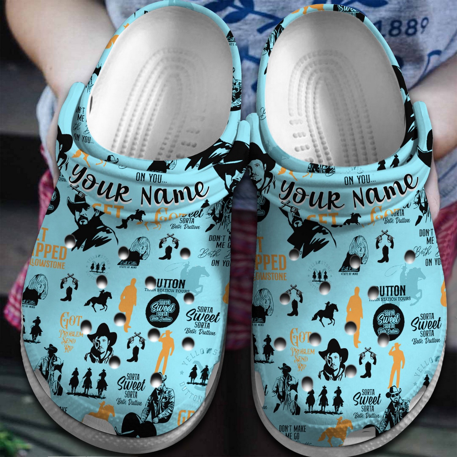 custom name yellowstone tv series got problem send rip light blue clogs for kids and adults oz71h