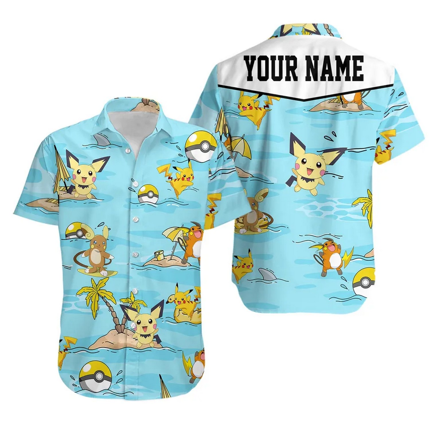 custom pokemon pikachu pattern summer beach hawaiian shirt mrcf0