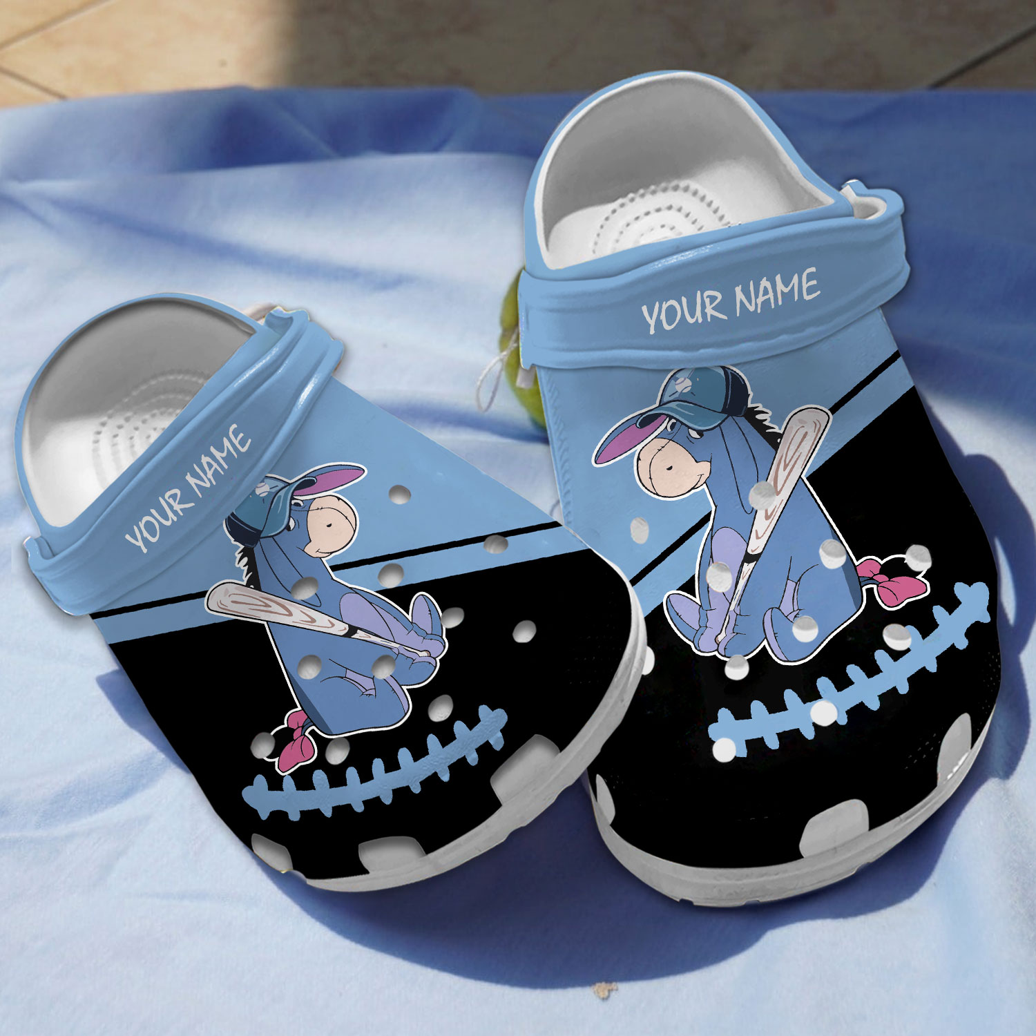 customize baseball theme eeyore cartoon clogs for kids and adults q1chx