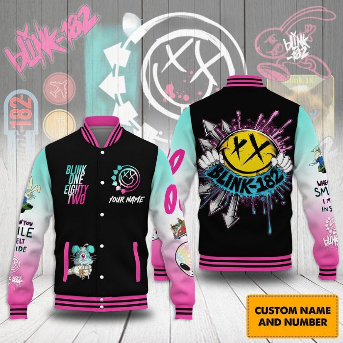 customized blink 182 splash art baseball jacket f9vtm
