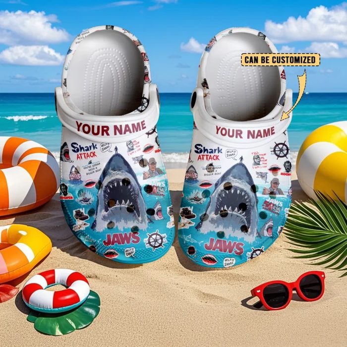 customized cool jaws shark movie durable clogs express shipping available w83g8