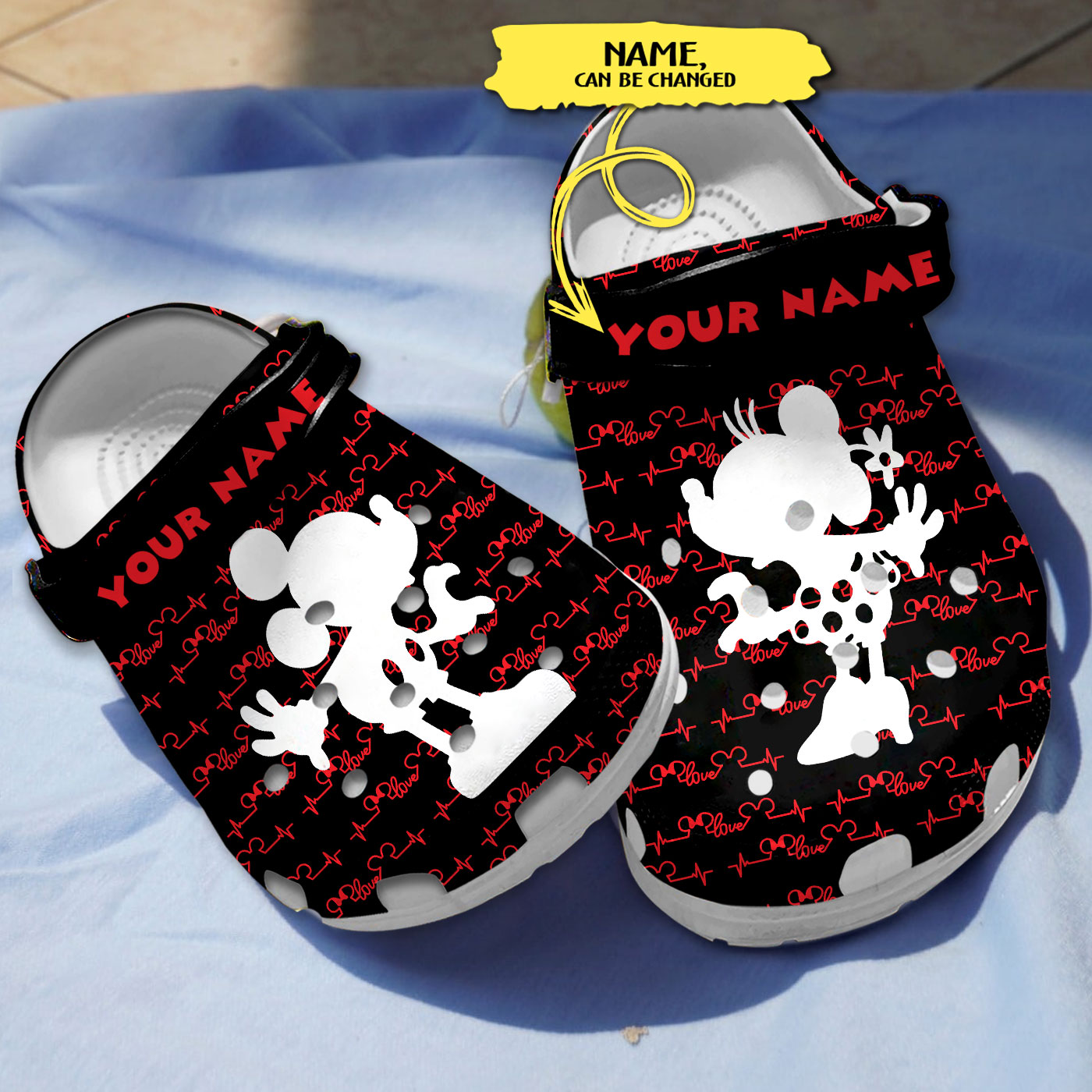 customized couple slippers mickey and minnie lovely black clogs yww5n