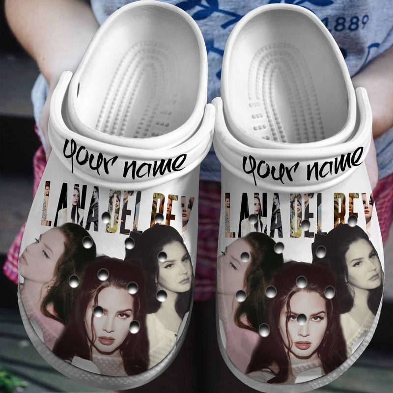 customized crocs beautiful singer lana del rey white clogs perfect gift for fans pexwr