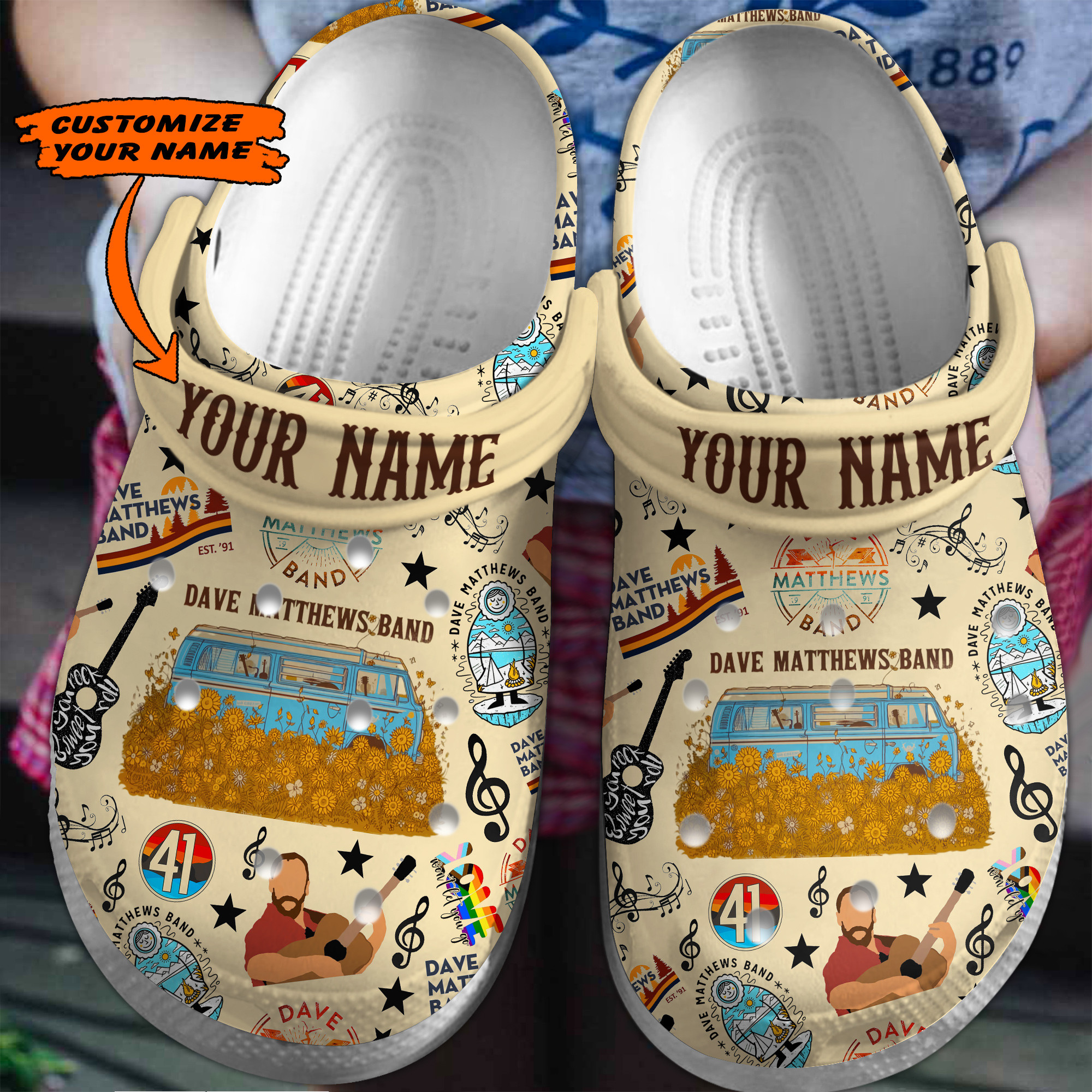 customized dave matthews band waterproof music clogs shoes sakjo