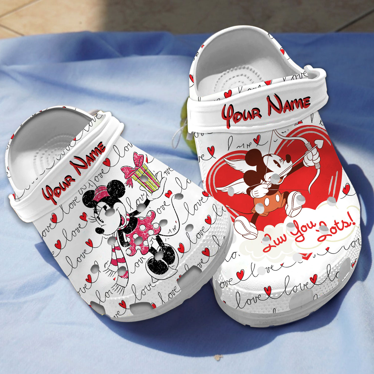 customized design couple mickey and minnie luv you lots clogs byz92