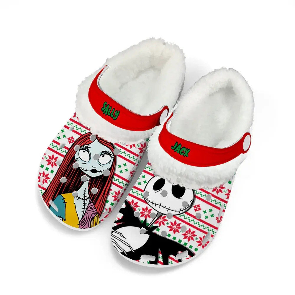 customized fuzzy nightmare before christmas fleece clogs for men and women 5tufo