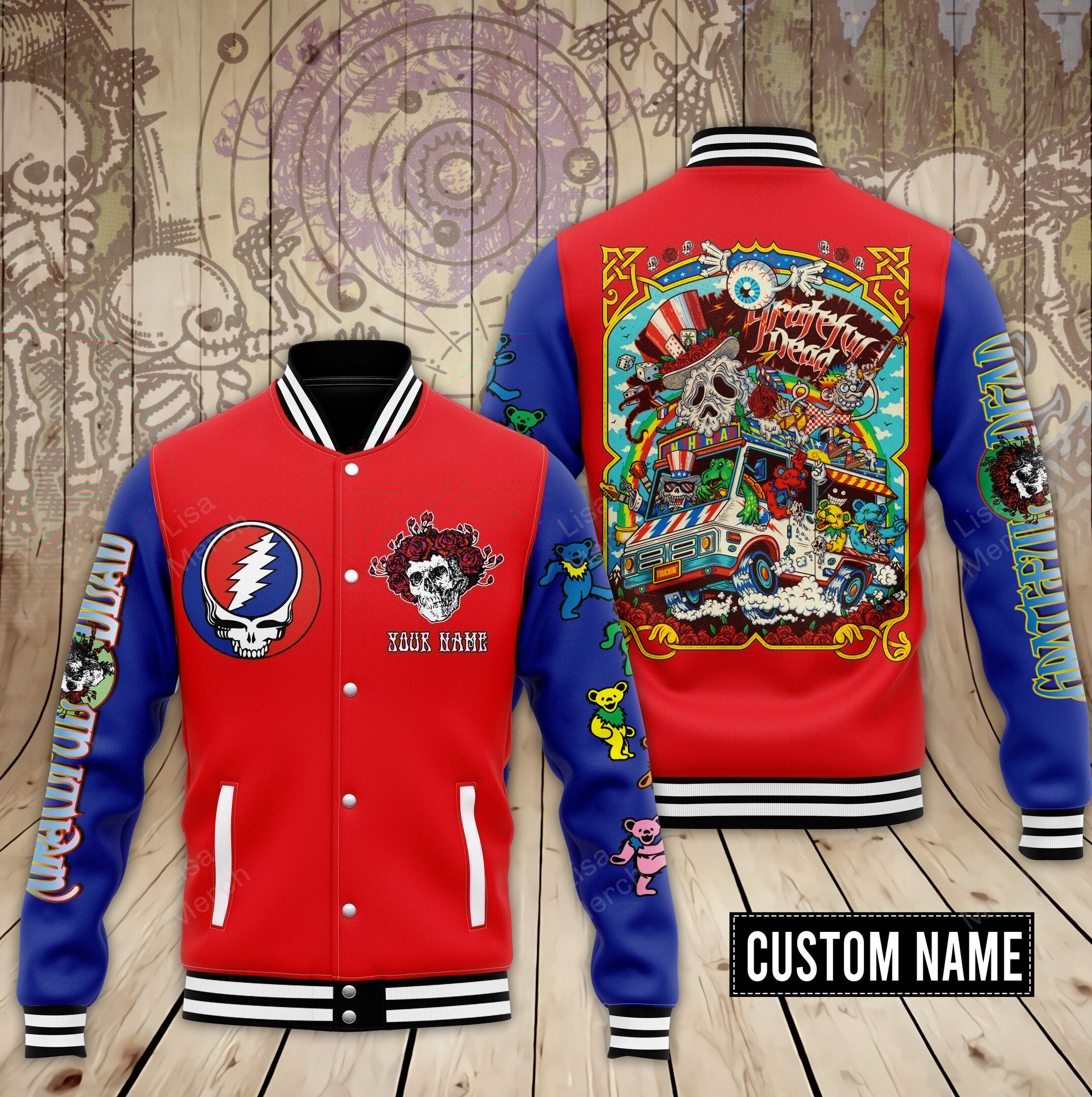 customized grateful dead amazing adventure baseball jacket enax7