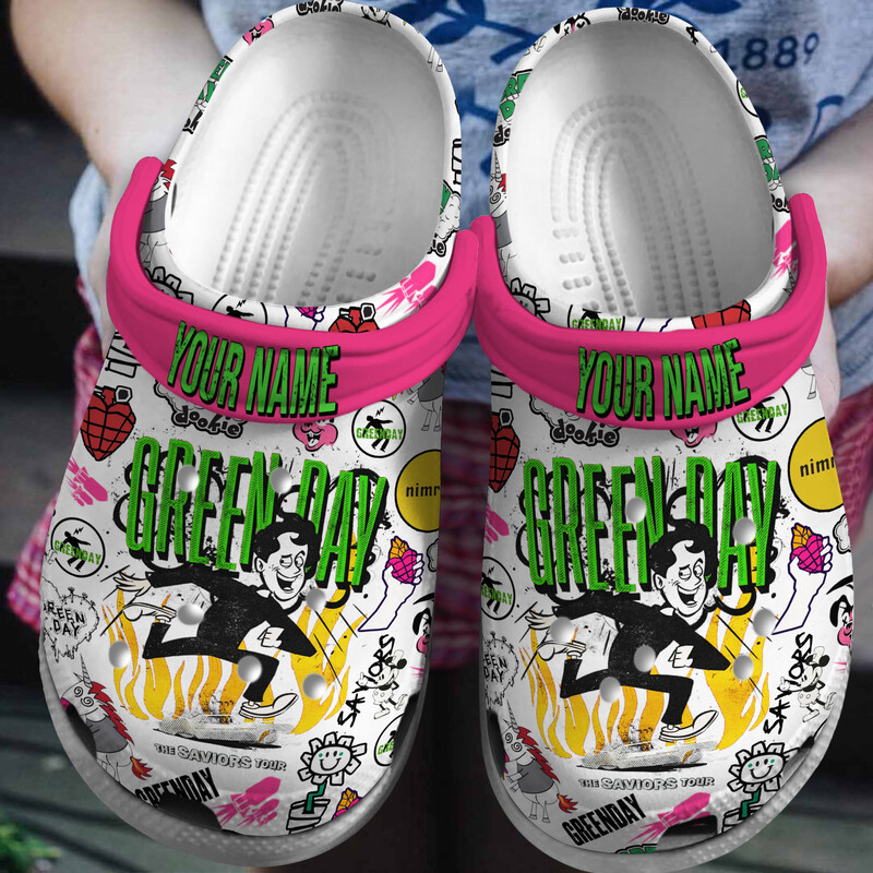 customized green day music band white clogs for kids 26 adults e3pyu