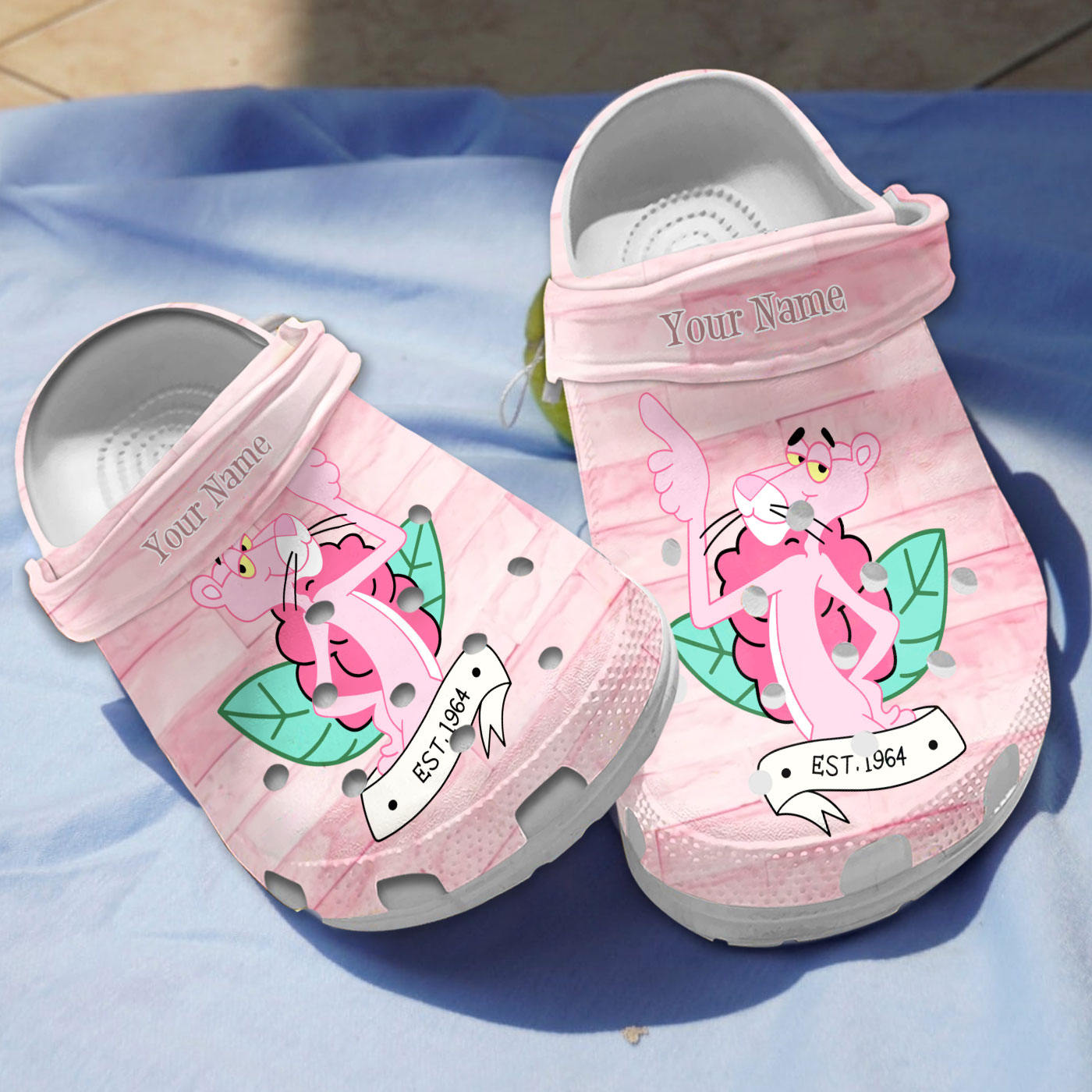 customized light pink shoes pink panther est. 1964 cartoon clogs iqkfw