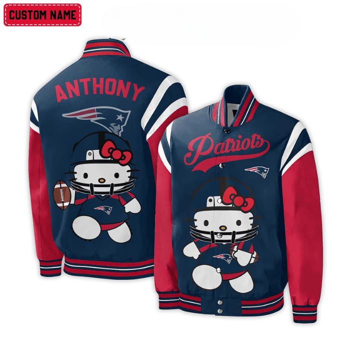customized patriots hello kitty love football baseball jacket jdvxf