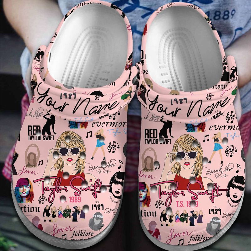 customized pretty singer taylor swift pink crocs for kids and adults ldgbs