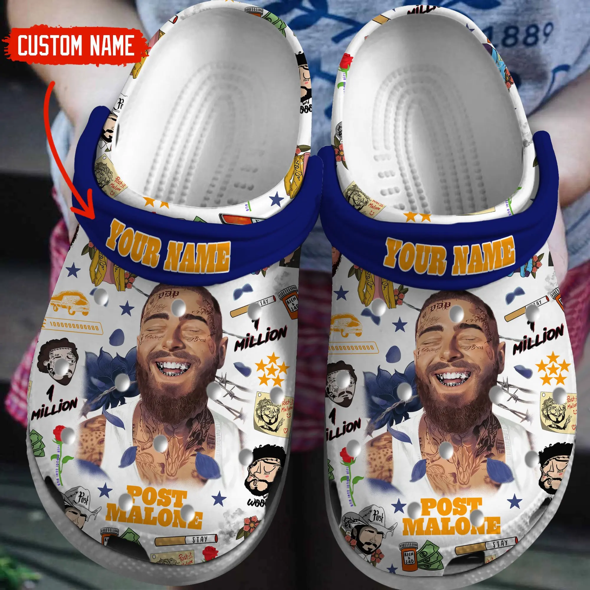 customized stylish post malone music clogs for men and women inune