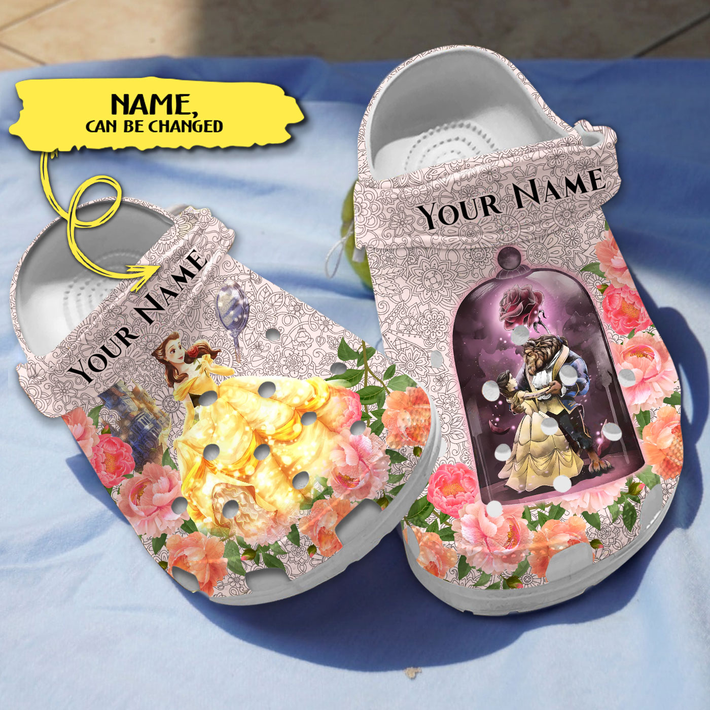 customized unique pattern beauty and the beast cartoon clogs 247 support service x142t