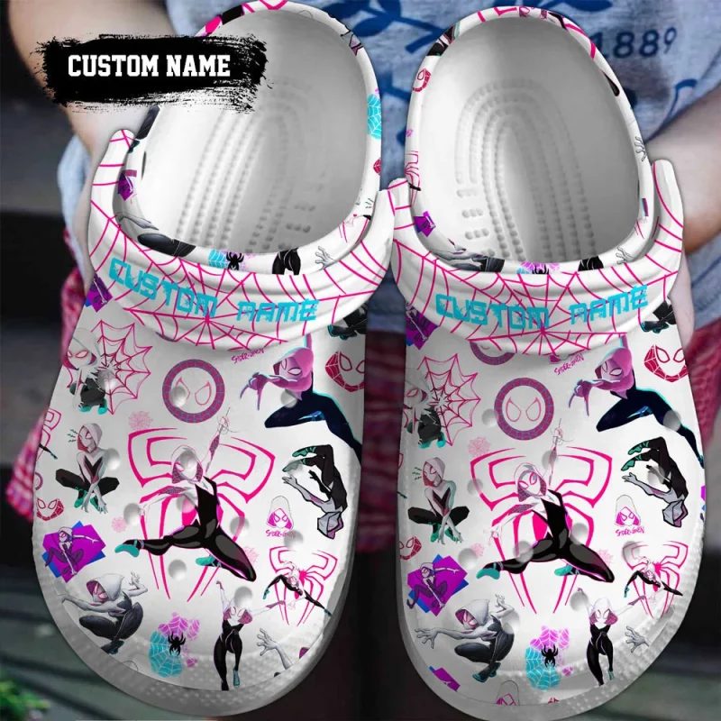 customized white slipper ghost spider gwen stacy clogs pbl0c